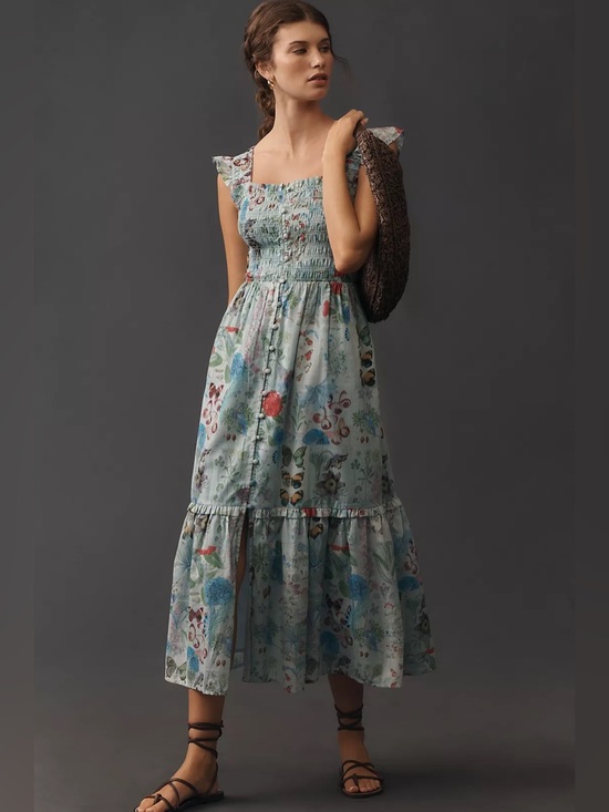 Anthropologie Dresses & Skirts - Anthropologie Blue Floral Midi Dress